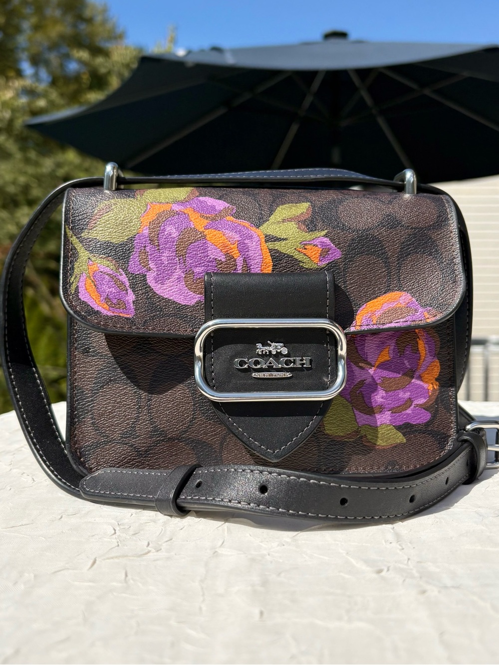 COACH Morgan Crossbody In Signature Canvas With Iris Rose Print CL415